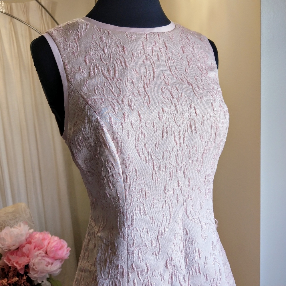 🍒NWT🍒 TED BAKER PINK METALLIC JACQUARD DR - Picture 2 of 11